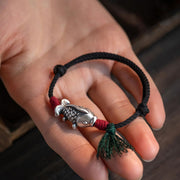 Buddha Stones 925 Sterling Silver Luck Koi Fish Braided Bracelet Bracelet BS 20cm