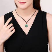 Buddha Stones Laughing Buddha Cyan Jade Success Necklace String Pendant Necklaces & Pendants BS 4