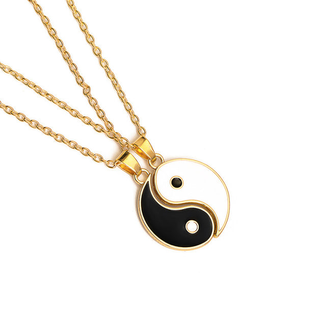 Buddha Stones Yin Yang Hematite Pendant Couple Necklace Necklaces & Pendants BS Gold