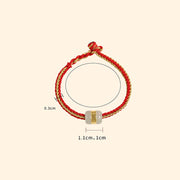 Buddha Stones 999 Gold Hetian White Jade Om Mani Padme Hum Fu Character Luck Braided Bracelet Bracelet BS 7