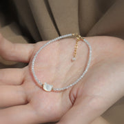 Buddha Stones 14K Gold Plated Black Spinel White Crystal Cute Cat Tridacna Stone Healing Bracelet