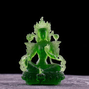 Buddha Stones Bodhisattva Green Tara Handmade Liuli Crystal Art Piece Protection Home Office Statue Decoration Decorations BS 8*6*12.8cm Green Tara