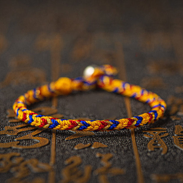 Buddha Stones "May you be good fortune and success" Lucky Multicolored Bracelet Bracelet BS Orange Red Blue 19cm