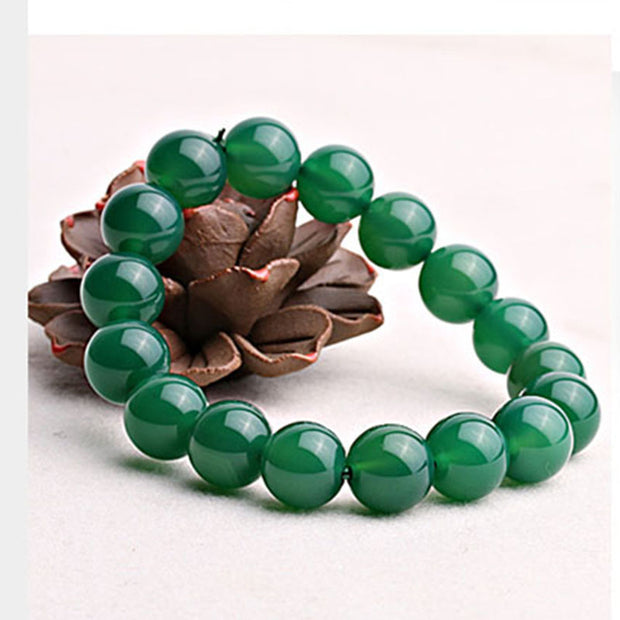 Buddha Stones Natural Green Agate Support Bracelet Bracelet BS 14mm