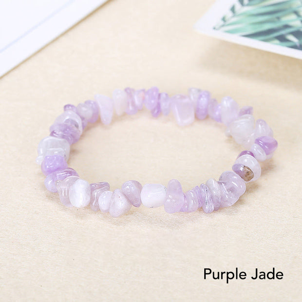 Natural Irregular Shape Crystal Stone Warmth Soothing Bracelet Bracelet BS Purple Jade