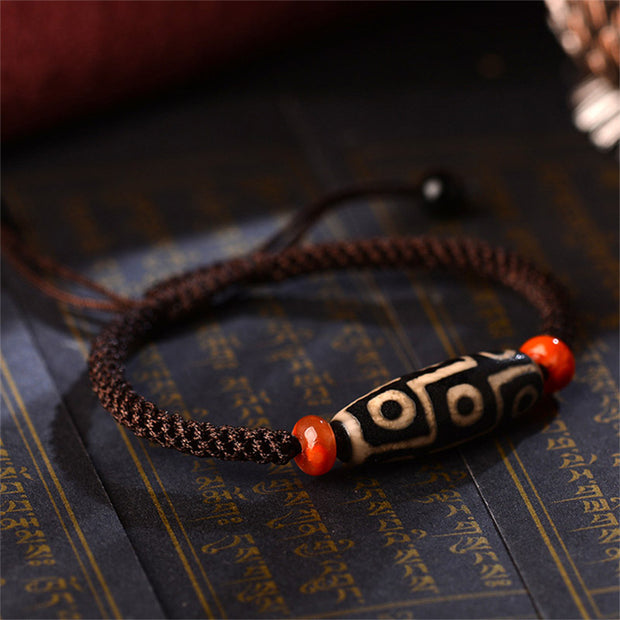 Buddha Stones Tibetan Nine-Eye Dzi Bead Prosperity String Bracelet ...