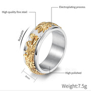 Buddha Stones Dragon Titanium Steel Stimulation Rotatable Ring