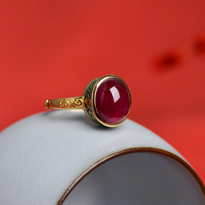 925 Sterling Silver Red Corundum Courage Ring (Extra 30% Off | USE CODE: FS30) Rings BS main