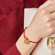 Buddha Stones Handmade Fu Character Charm Luck Happiness Bell Red Rope Bracelet Bracelet BS 3