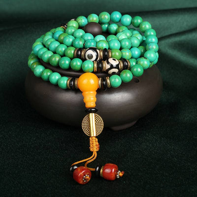 Buddha Stones Tibetan Turquoise Mala Balance Necklace Bracelet Bracelet BS main