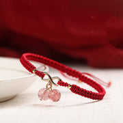 Buddha Stones Natural Strawberry Quartz Amethyst Green Phantom Bead Positive Bracelet
