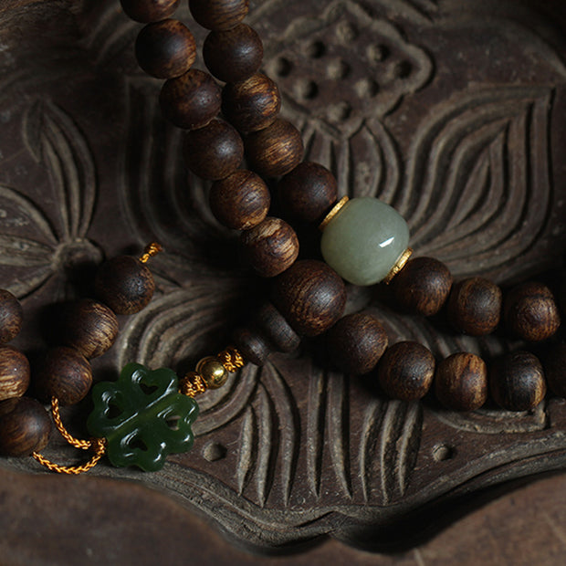 108 Mala Beads Nha Trang Bai Qinan Agarwood Jade 999 Gold Peace Bracelet (Only one in stock) Bracelet Mala BS 10