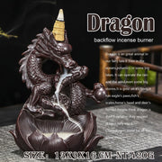 Buddha Stones Dragon Lotus Pattern Strength Protection Ceramic Incense Burner Decoration Incense Burner BS 6
