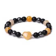 Buddha Stones Black Onyx Tiger Eye Stone Crystal Love Heart Protection Bracelet