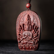 Buddha Stones Chinese Zodiac Natal Buddha Small Leaf Red Sandalwood Lotus Protection Necklace Pendant Necklaces & Pendants BS 2