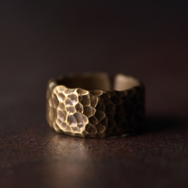 Buddha Stones Tibetan Bump Texture Design Copper Brass Luck Ring Ring BS Men(Index Finger Type) 10mm