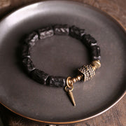 Buddha Stones Ebony Wood Copper Balance Protection Couple Bracelet Bracelet BS 7