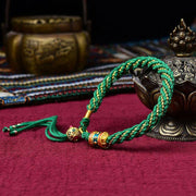 Buddha Stones Tibetan Handmade Luck Thangka Prayer Wheel Charm Weave String Bracelet Bracelet BS Green