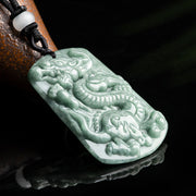 Buddha Stones Year of the Dragon Chinese Zodiac Dragon Jade Success Amulet Necklace Pendant