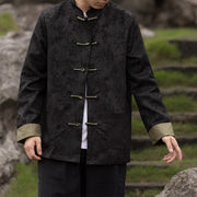 Buddha Stones Flowers Grass Plants Clothing Chinese Tang Suit Jacket Coat Men Clothing