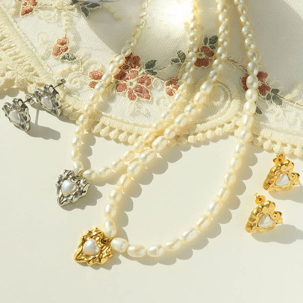 Buddha Stones Pearl Beaded Happiness Choker Necklace Pendant Love Earrings