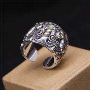Buddha Stones 925 Sterling Silver Fengshui Kui Cattle Protection Adjustable Ring Ring BS 1