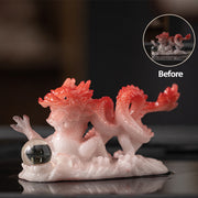 Buddha Stones Year Of The Dragon Color Changing Resin Luck Success Tea Pet Home Figurine Decoration Decorations BS Red White Dragon 15.9*5.5*7.9cm