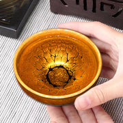 Buddha Stones Gold Spot Pattern Chinese Jianzhan Ceramic Teacup Kung Fu Tea Cup Bowl With Gift Box