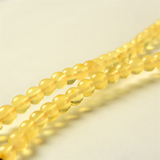 Buddha Stones 108 Mala Beads Natural Amber Clear Anxiety Bracelet