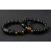 Black Obsidian Ebony Wood Red Tiger Eye Strength Couple Bracelet Bracelet BS 18