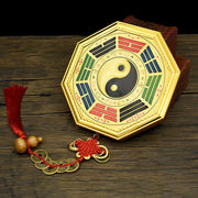 Feng Shui Bagua Map Five Emperor Coins Gourd Balance Energy Map Bagua Map BS 21cm Bagua Map&Peach Wood Gourd&Five Emperor Coins
