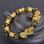 Buddha Stones Double Pixiu Obsidian Wealth Bracelet Bracelet BS 2