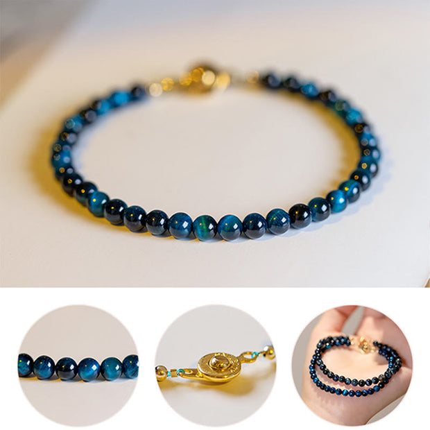 Buddha Stones Natural Blue Tiger Eye Stone Protection Chain Bracelet