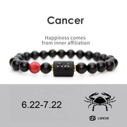 Buddha Stones 12  Constellations of the Zodiac Black Onyx Adjustable Bracelet Bracelet BS Cancer