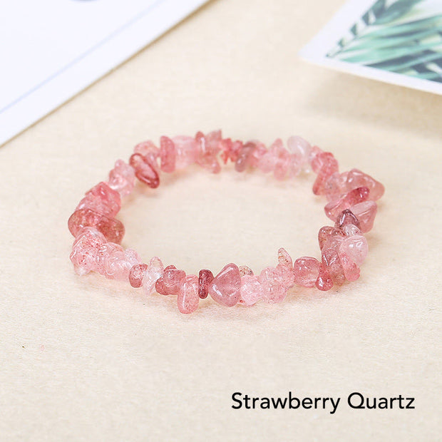 Natural Irregular Shape Crystal Stone Warmth Soothing Bracelet Bracelet BS Strawberry Quartz