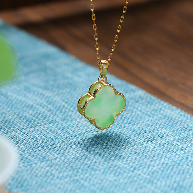 FREE Today: Bring Good Fortune Four Leaf Clover Jade Prosperity Necklace FREE FREE 3