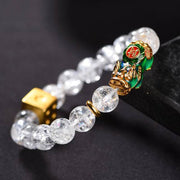 Buddha Stones Color-Changing Pixiu White Crystal Dice Wealth Bracelet Bracelet BS 1