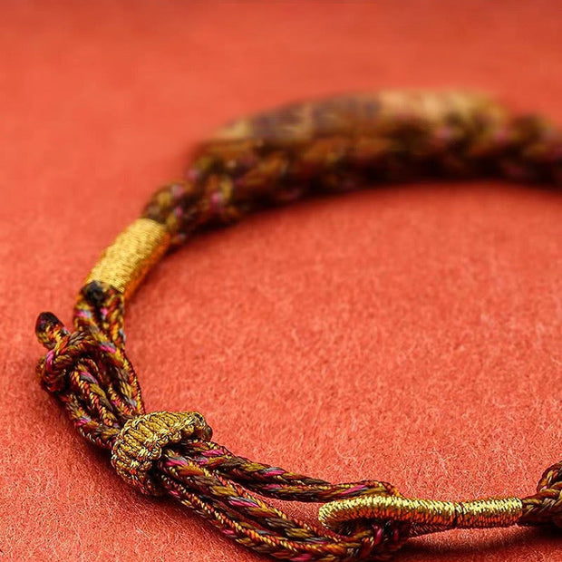 Buddha Stones Tibetan Five God Of Wealth Thangka Luck Braid String Bracelet Bracelet BS 10