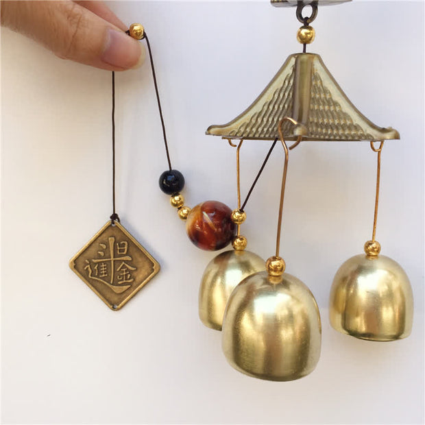 Buddha Stones Auspicious Wealth Cat Wall Hanging Chime Bell Copper Luck Handmade Home Decoration Decorations BS 2