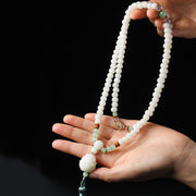 Buddha Stones White Bodhi Seed Mala 108 Beads Protection Bracelet Bracelet BS 2