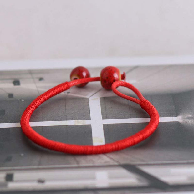 Buddha Stones FengShui Lucky Red String Ceramic Bracelet Bracelet BS 7