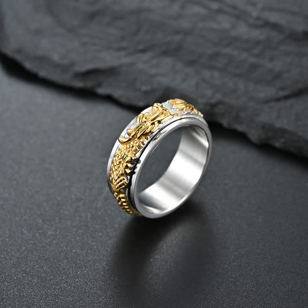 Buddha Stones Dragon Titanium Steel Stimulation Rotatable Ring (Extra 30% Off | USE CODE: FS30) Ring BS 2