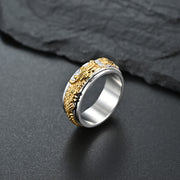 Buddha Stones Dragon Titanium Steel Stimulation Rotatable Ring