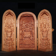 Buddha Stones Avalokitesvara Kwan Yin Buddha Cherry Wood Compassion Home Decoration Altar Prayer Altar BS Buddha