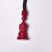 Buddha Stones Natural Cinnabar Buddha Pattern Om Mani Padme Hum Blessing String Necklace Pendant Necklaces & Pendants BS 8