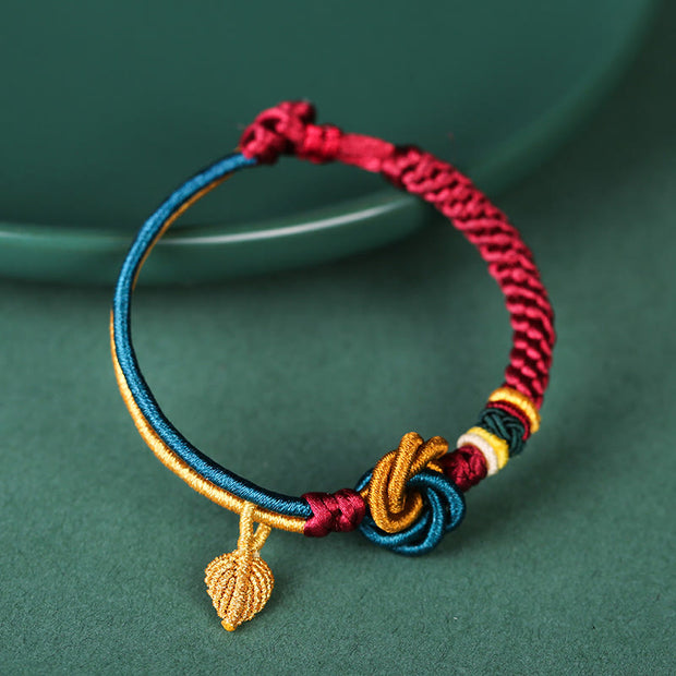 Buddha Stones Tibetan Handmade Mandala Knot Leaf Luck Rope Bracelet Bracelet BS 6