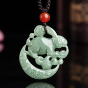 Year of the Rabbit Jade Luck Crescent Mooon Necklace Pendant Necklaces & Pendants BS 4