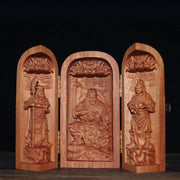 Buddha Stones Avalokitesvara Kwan Yin Buddha Cherry Wood Compassion Home Decoration Altar Prayer Altar BS Lord Guan Gong