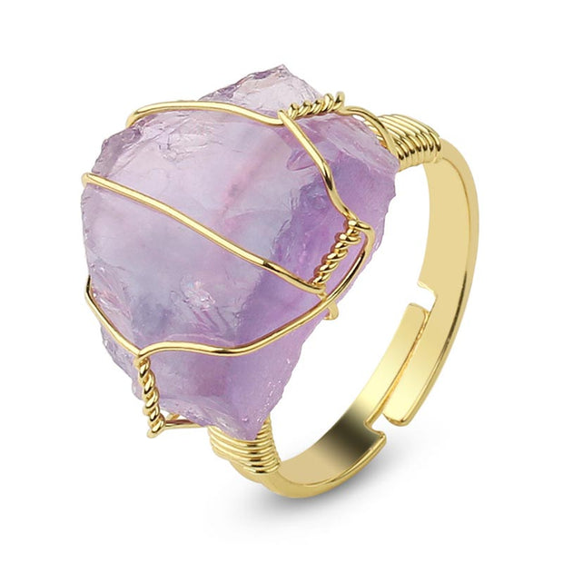 Natural Crystal Gemstone Amethyst Adjustable Ring (Extra 30% Off | USE CODE: FS30) Rings BS 1