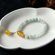 Buddha Stones Natural White Jade Agate Protection Bracelet Bracelet BS 5